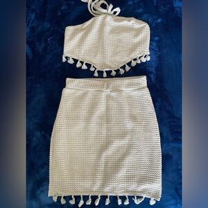 Stylish Light Sage Green Tassel Two-Piece Set